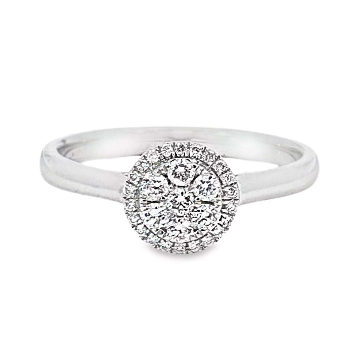 9ct White Gold Diamond Round Cluster Ring TDw = 0.25ct