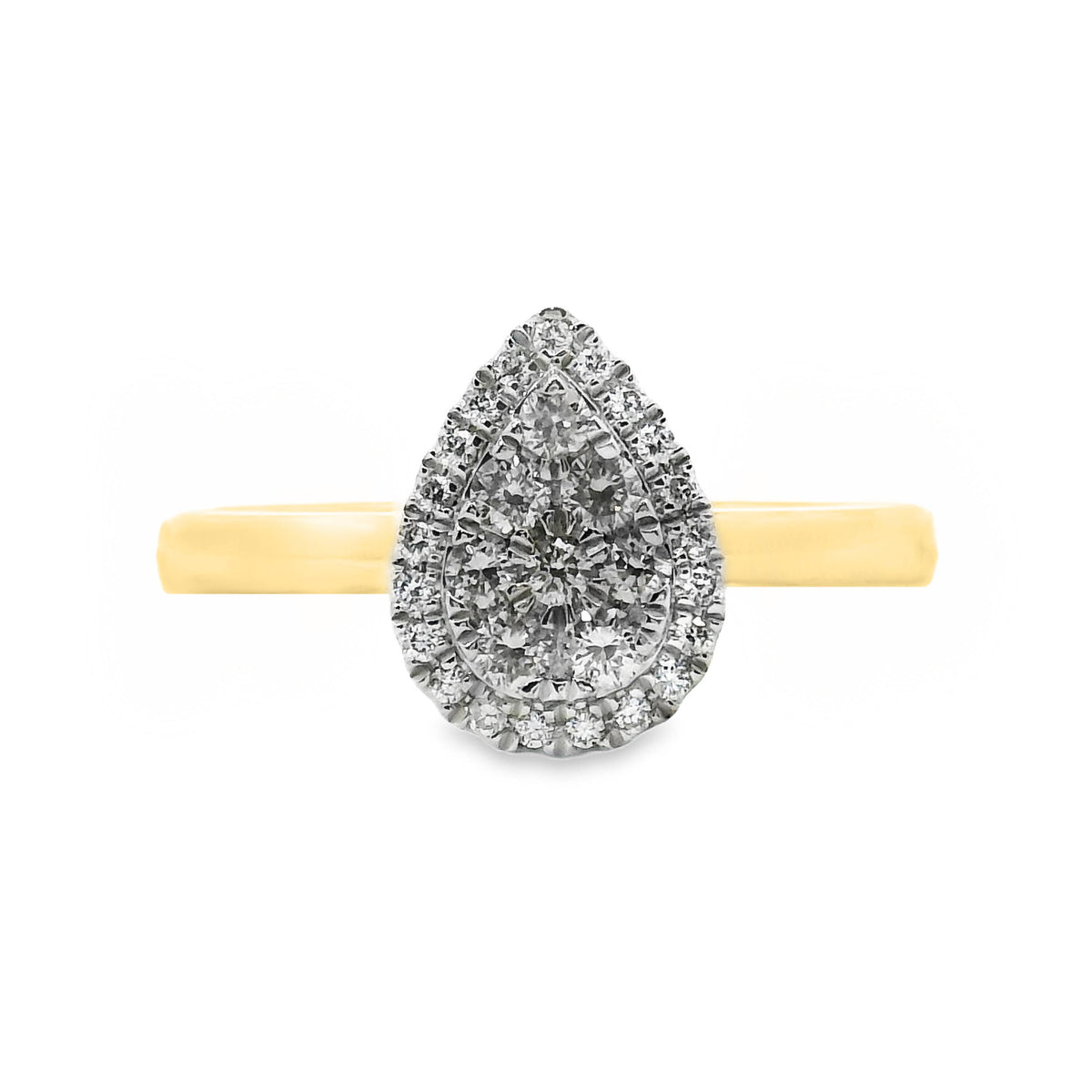 9ct Yellow Gold Pear Shape Natural Diamond Cluster Ring 0.25ct TDW