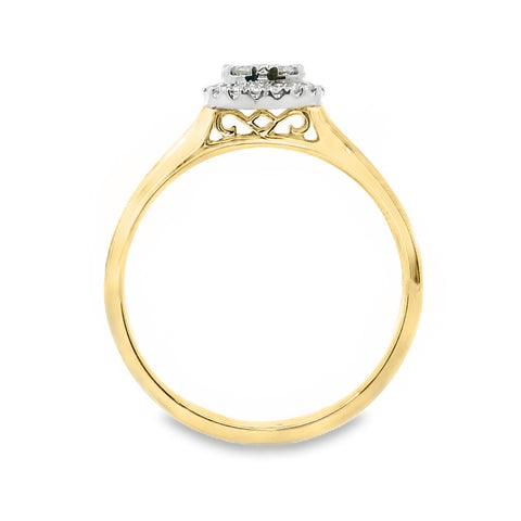 9ct Yellow Gold Pear Shape Natural Diamond Cluster Ring 0.25ct TDW