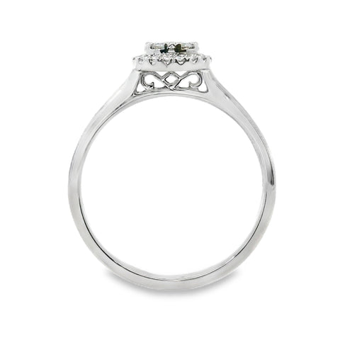 9ct White Gold Pear Shape Natural Diamond Cluster Ring 0.25ct TDW
