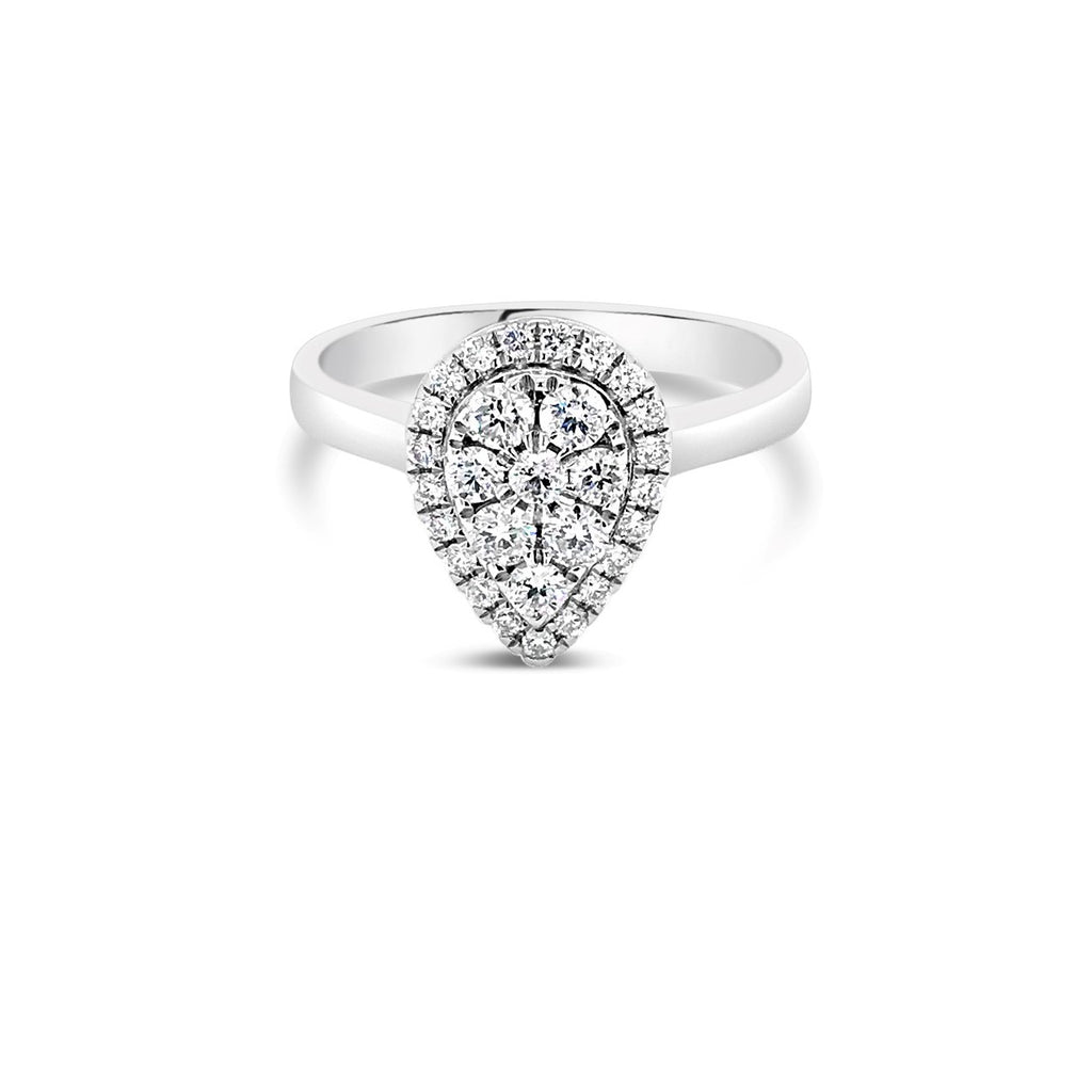 White gold pear diamond cluster ring 0.50ct