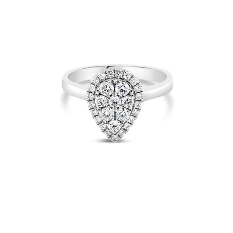 White gold pear diamond cluster ring 0.50ct