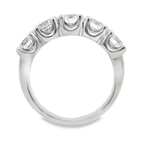 18ct White Gold Lab Grown Diamond 5 Stone Ring 2.50ct TDW