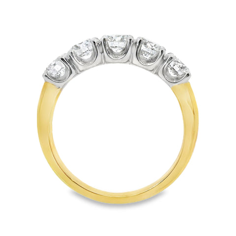 Carolyne 18ct Yellow Gold Lab Grown Diamond 5 Stone Ring 1.50ct TDW
