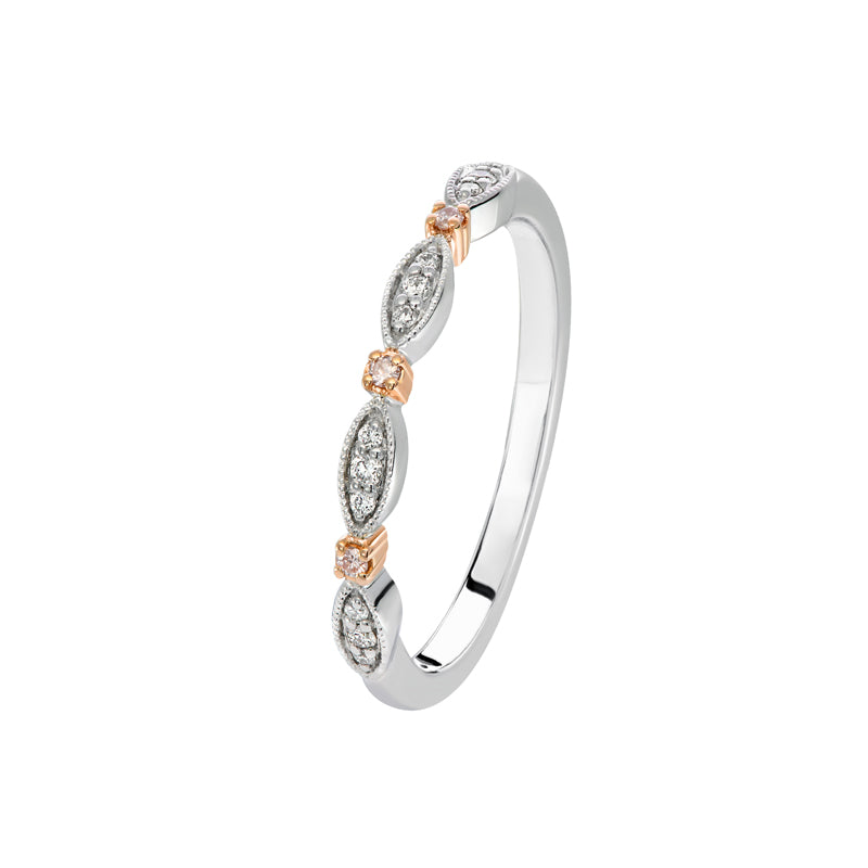 18Ct White And Rose Gold Diamond Dress Ring With Blush Pink Diamonds 18Ct White And Rose Gold Diamond Dress Ring With Blush Pink Diamonds