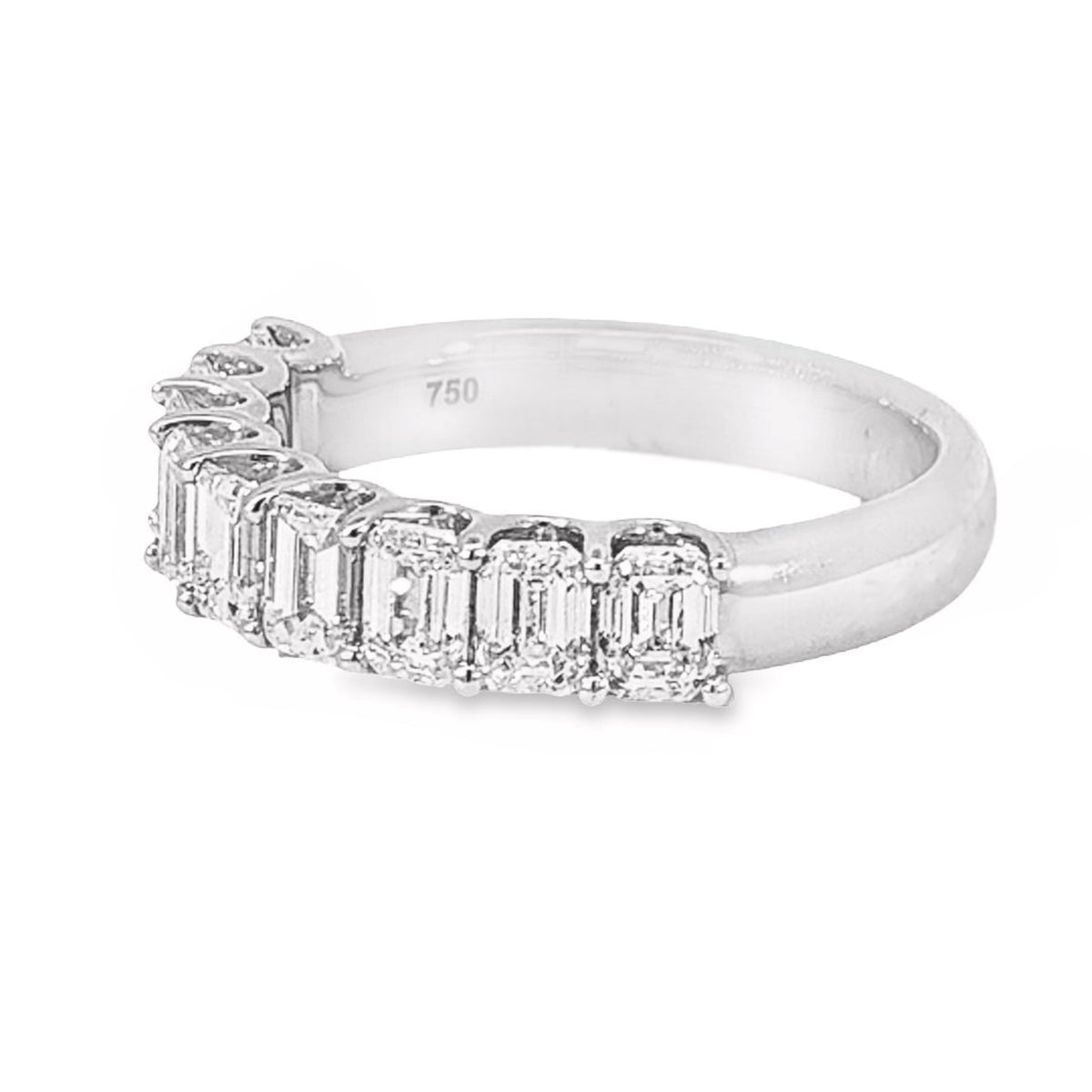18ct White Gold Row Of Emerald Cuts Diamond Ring TDW = 2.13ct