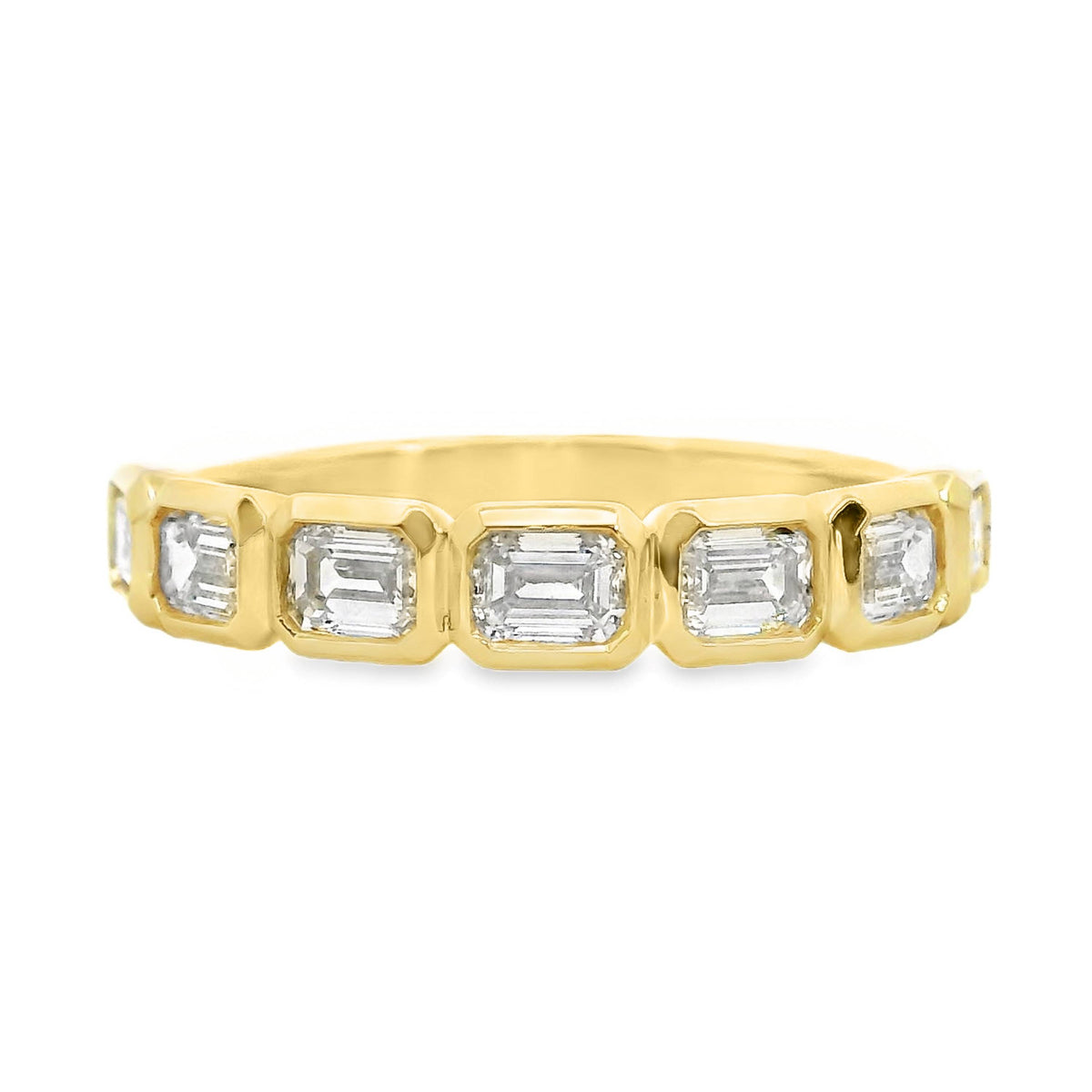 9ct Yellow Gold Lab Grown Diamond Emerald Cut Bezel Set Ring
