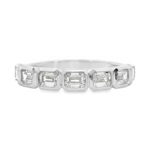 9ct White Gold Lab Grown Diamond Emerald Cut Bezel Set Ring