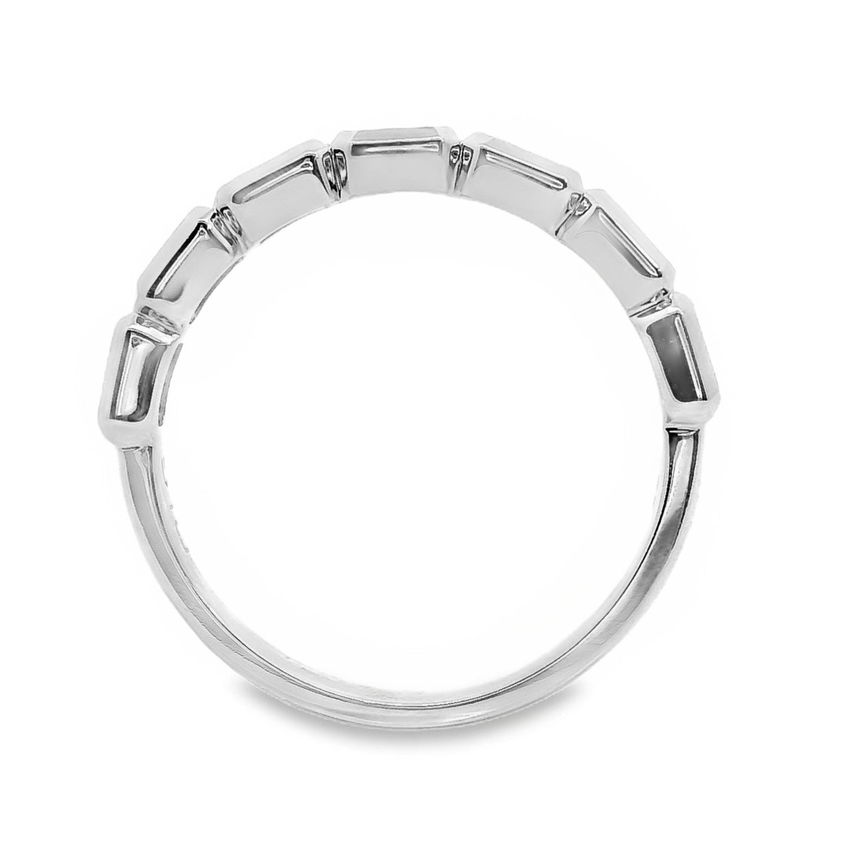 9ct White Gold Lab Grown Diamond Emerald Cut Bezel Set Ring