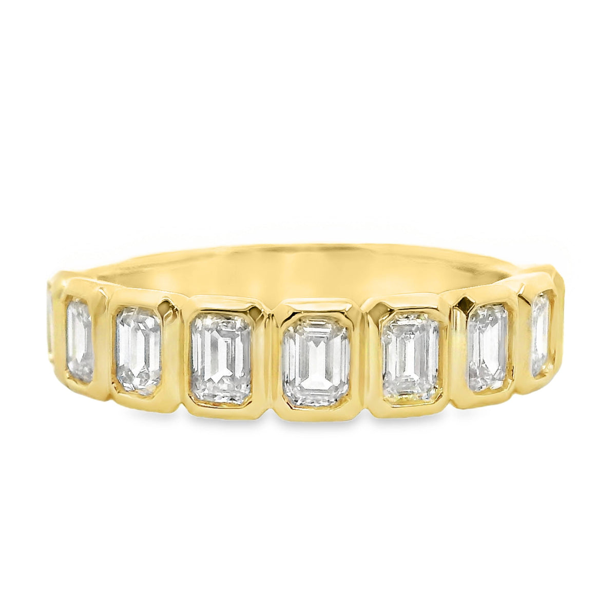 9ct Yellow Gold Lab Grown Diamond Emerald Cut Bezel Set Ring
