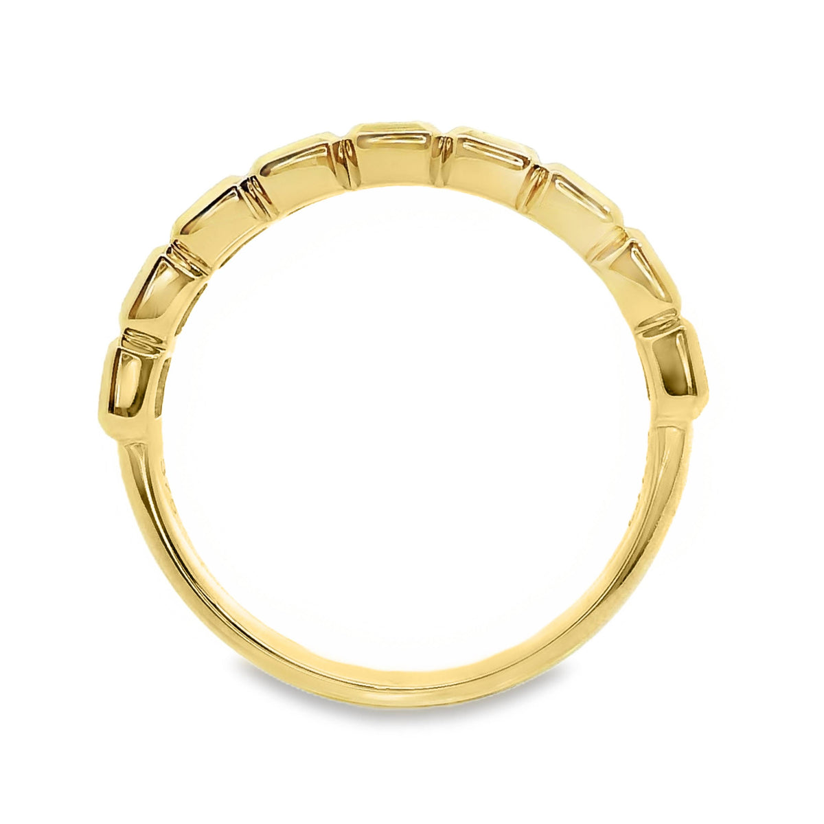 9ct Yellow Gold Lab Grown Diamond Emerald Cut Bezel Set Ring