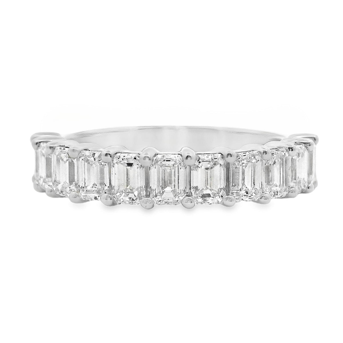 9ct White Gold Lab Grown Diamond Emerald Cut Claw Set Ring