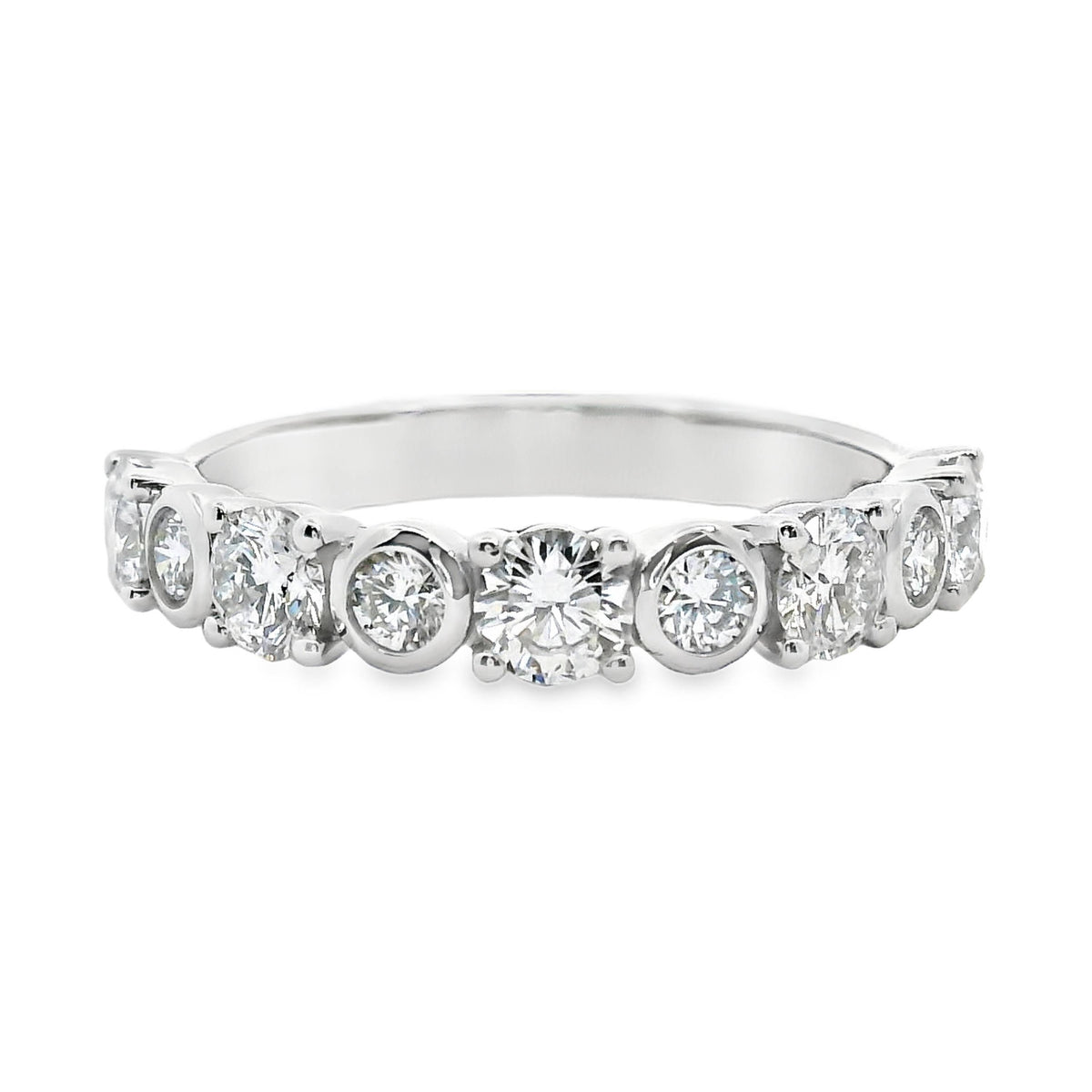 9ct White Gold Alternating Bezel And Claw Set Lab Grown Diamond Ring