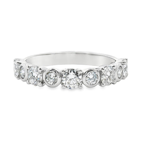 9ct White Gold Alternating Bezel And Claw Set Lab Grown Diamond Ring
