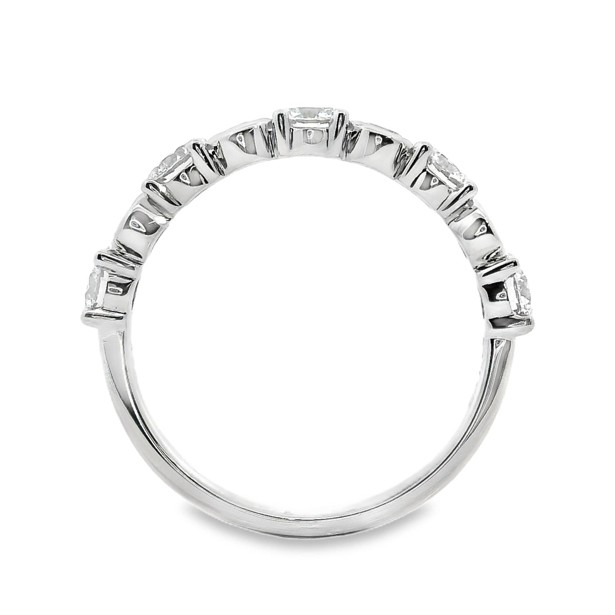 9ct White Gold Alternating Bezel And Claw Set Lab Grown Diamond Ring