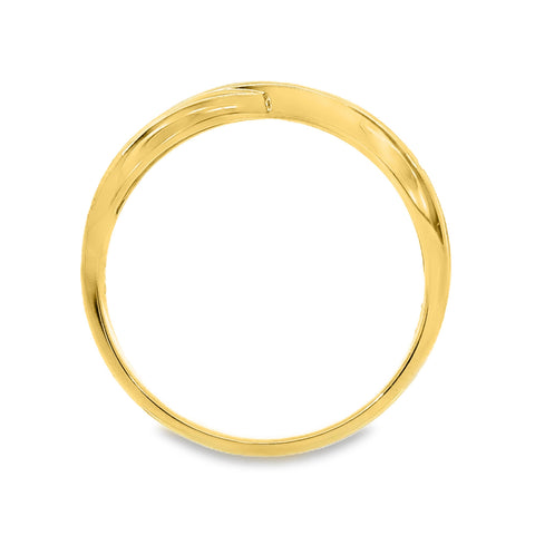9ct Yellow Gold Channel Set Diamond Crossover Ring