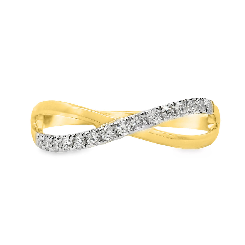 9ct Yellow Gold Diamond Crossover Ring