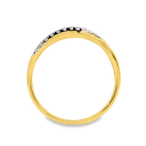 9ct Yellow Gold Diamond Crossover Ring