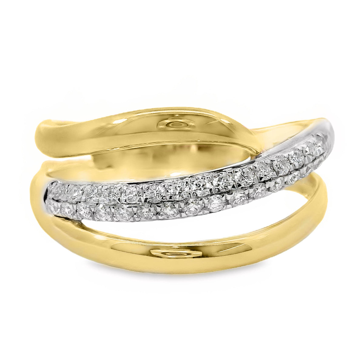 9ct Yellow Gold Diamond Dress Crossover Ring