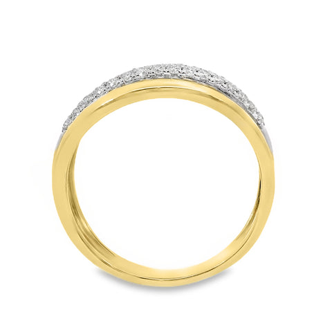 9ct Yellow Gold Tri Tone Diamond Dress Crossover Ring
