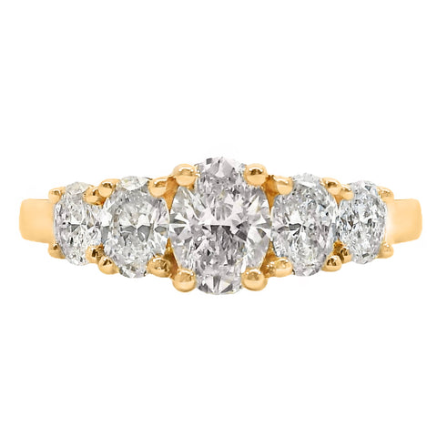 9ct Yellow Gold Graduated Oval Lab Grown Diamond Ring