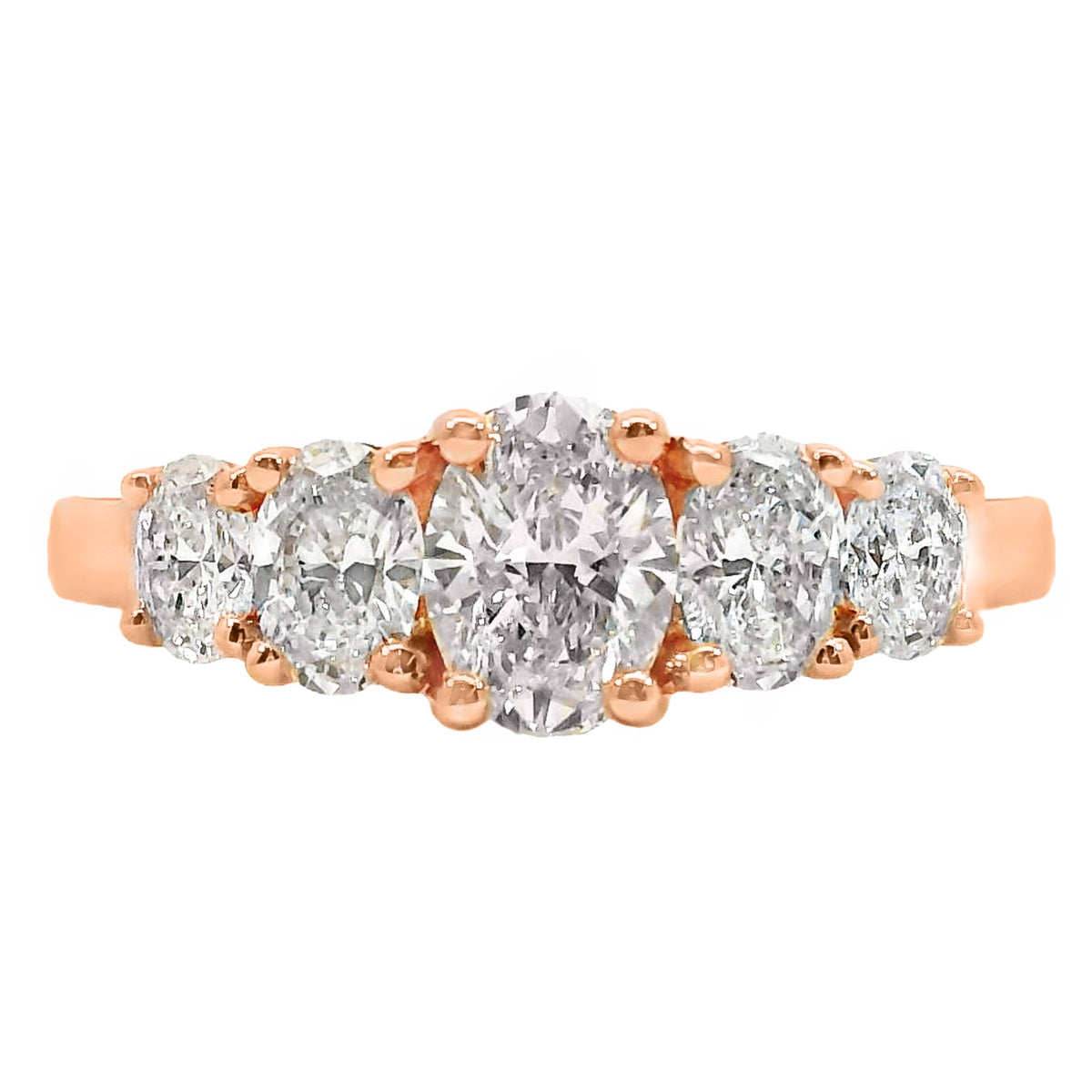 9ct Rose Gold Graduated Oval Lab Grown Diamond Ring