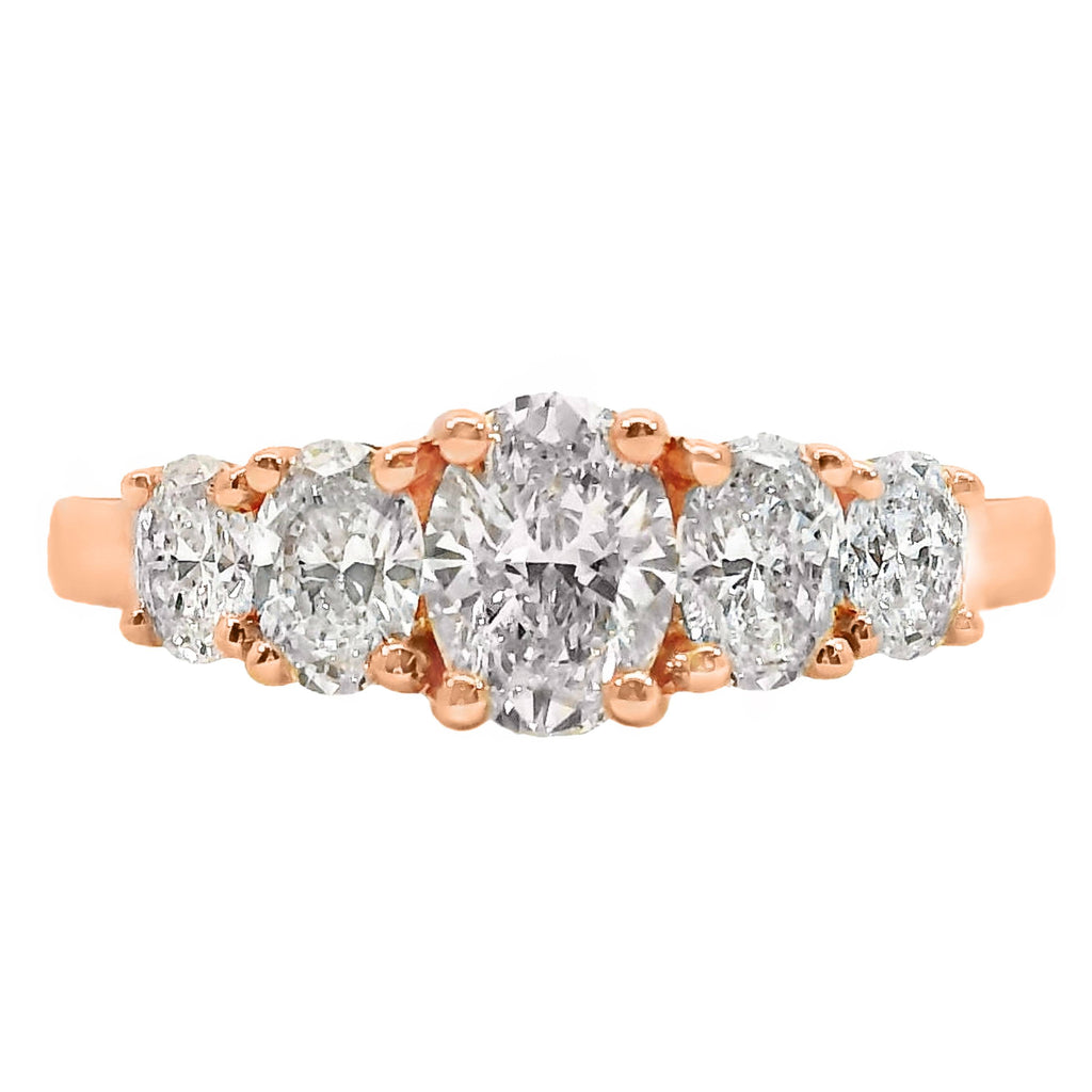 9ct Rose Gold Graduated Oval Lab Grown Diamond Ring