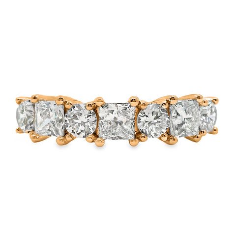 Ivy 9ct Rose Gold Alternating Princess and Round Cut Lab Grown Diamond Ring