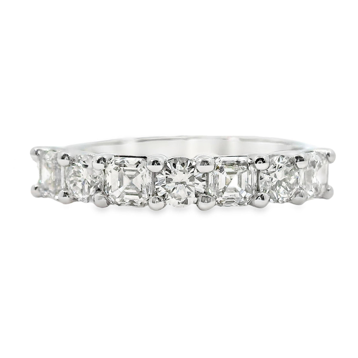 Phillipa 9ct White Gold Alternating Round and Asscher Cut Lab Grown Diamond Ring