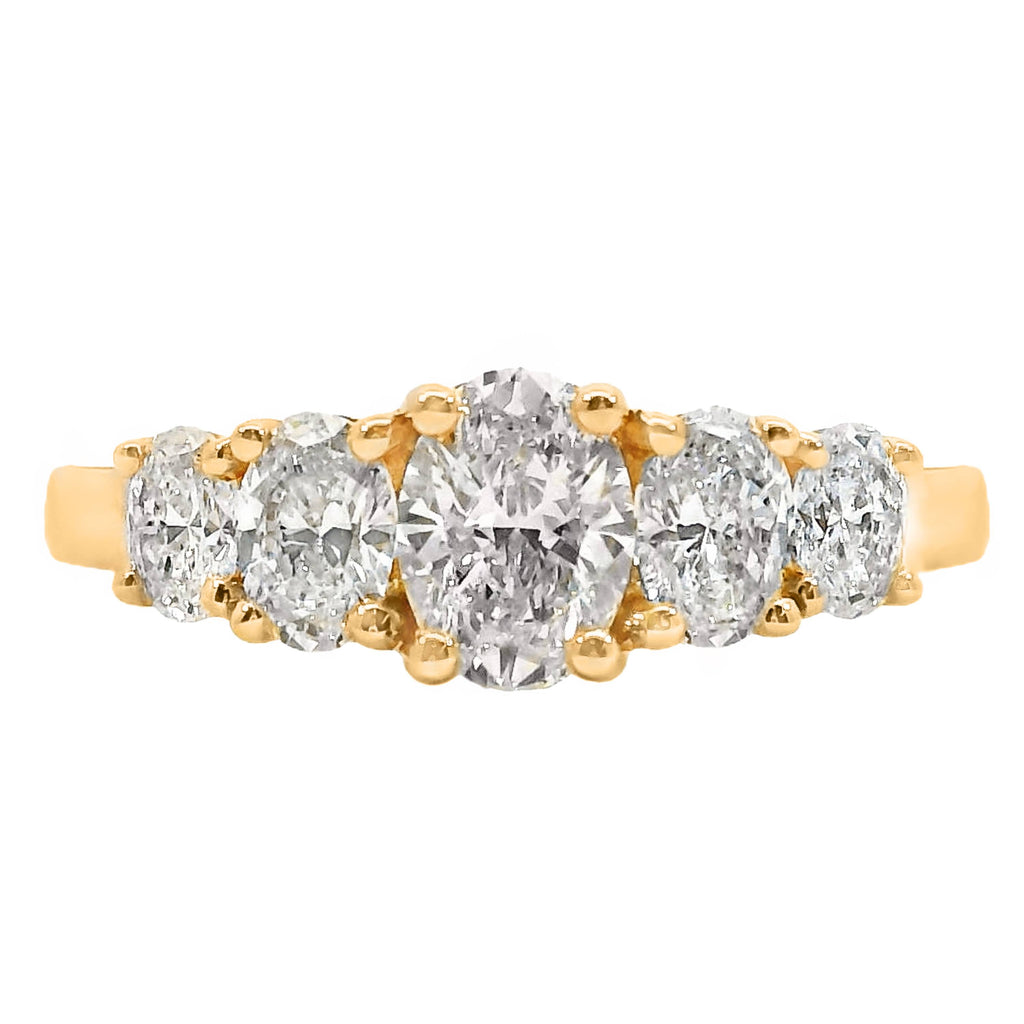May 9ct Yellow Gold Graduated Oval Lab Grown Diamond Ring