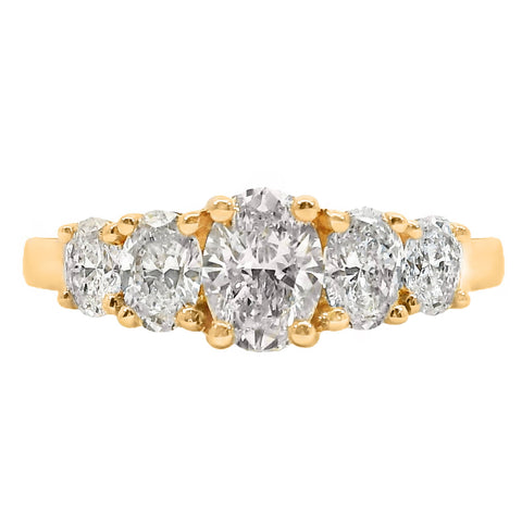 May 9ct Yellow Gold Graduated Oval Lab Grown Diamond Ring