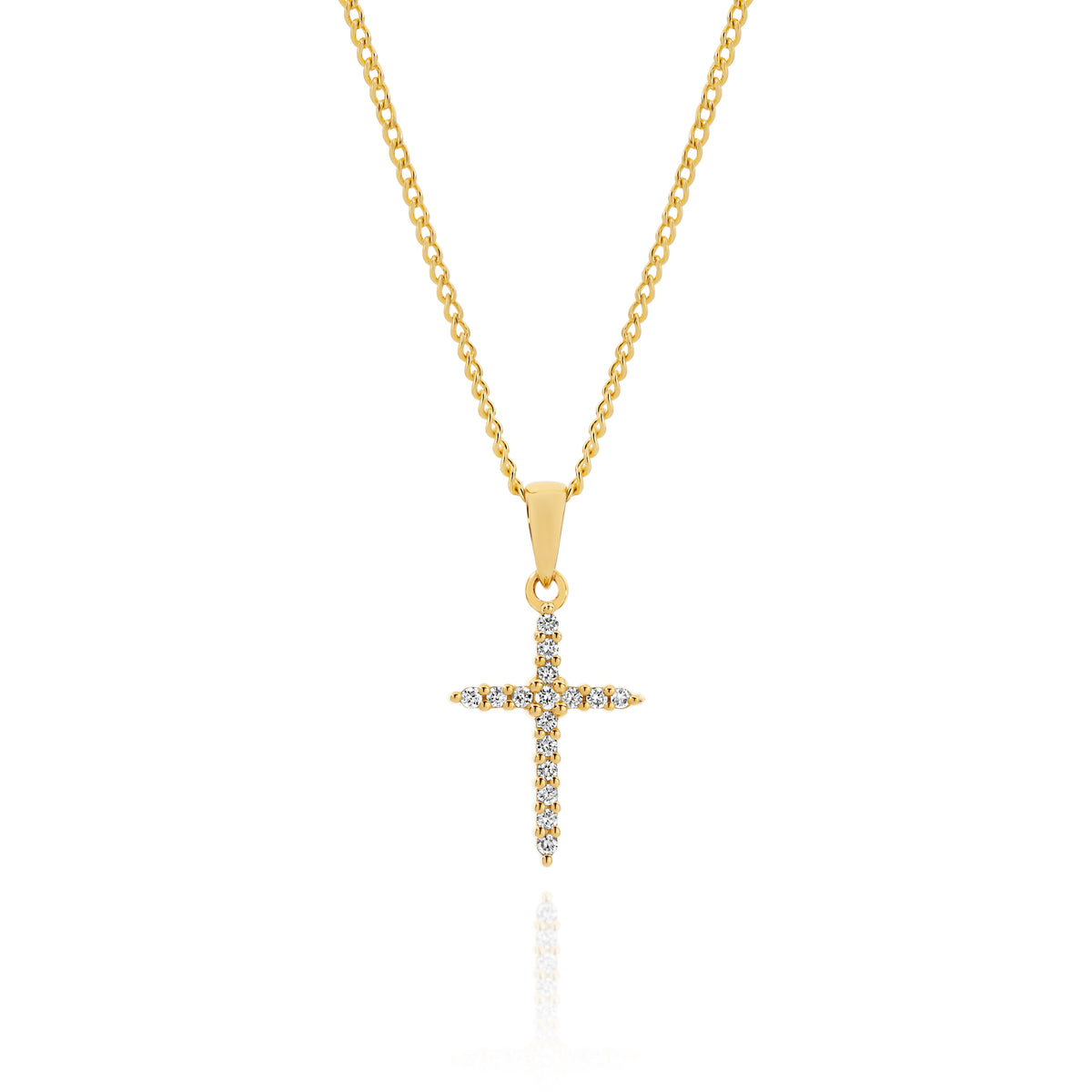 9ct Yellow Gold Claw Set Diamond Cross Pendant 0.10ct TDW