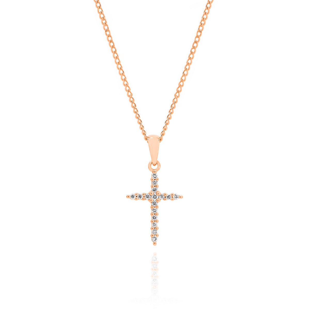 9ct Rose Gold Claw Set Diamond Cross Pendant 0.11ct TDW