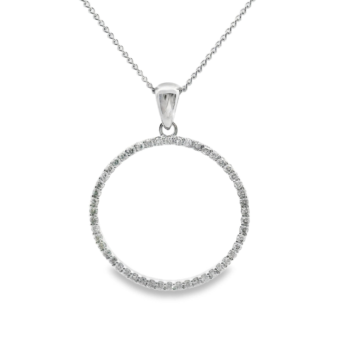 9ct White Gold Diamond Circle Pendant 0.25ct TDW
