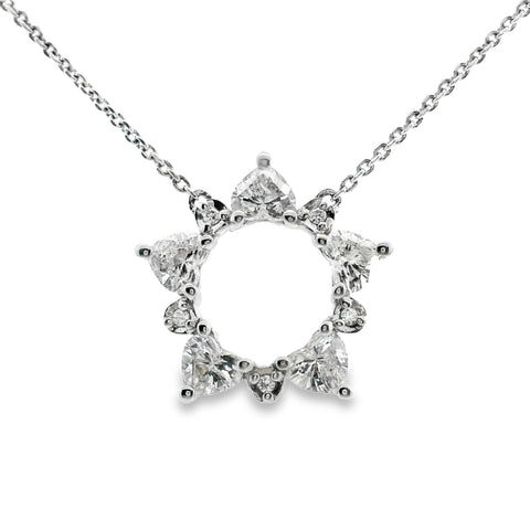 18ct White Gold Heart And Brilliant Cut Circle Pendant Necklace