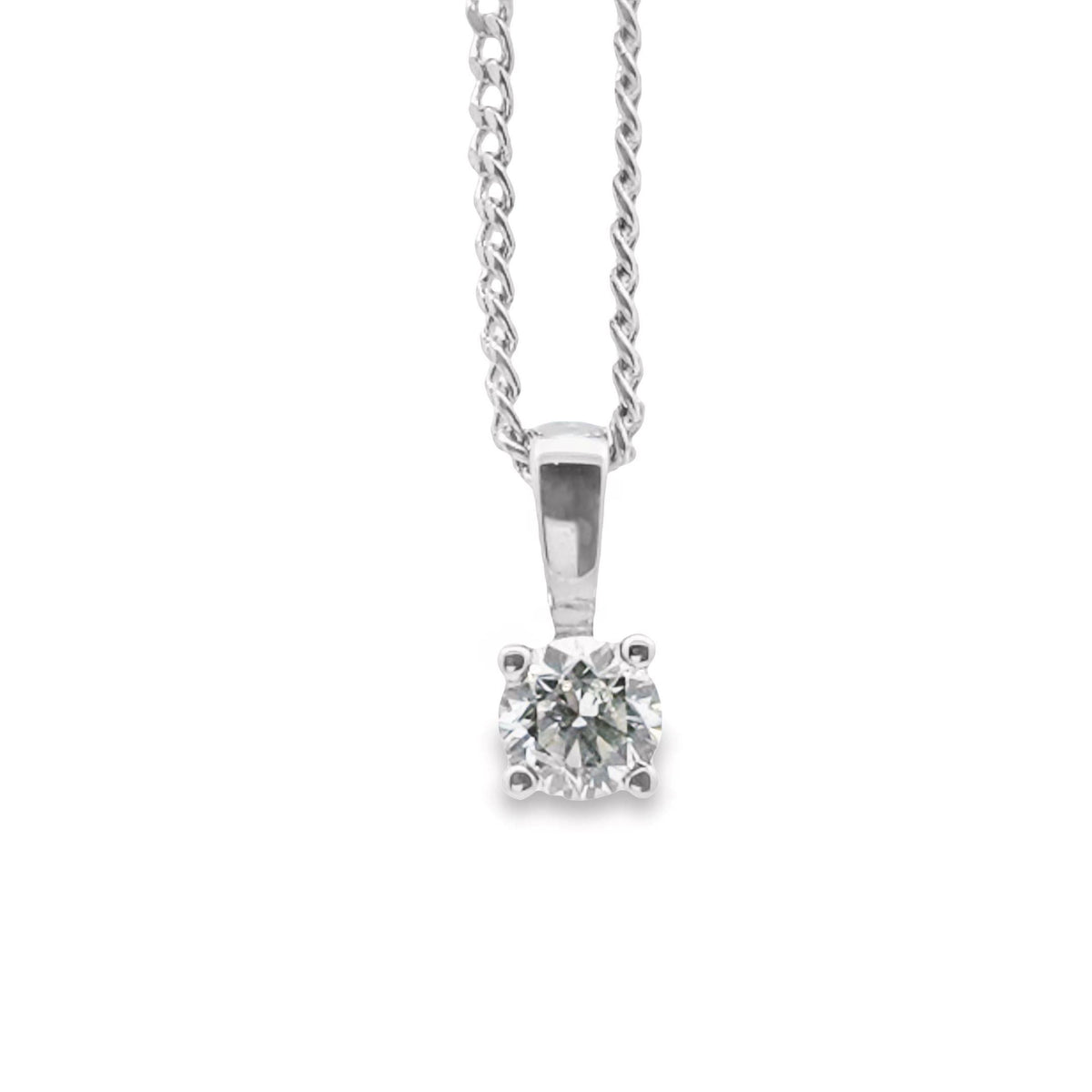 9ct White Gold Diamond Solitaire Pendant 0.20ct