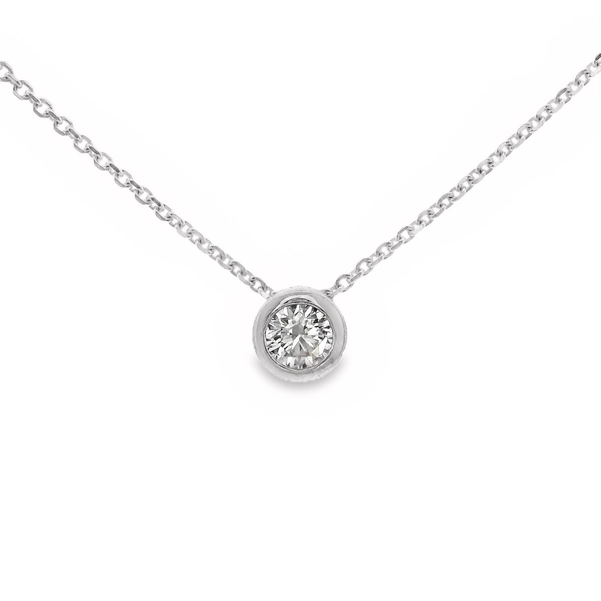 9ctWhiteGoldBezelSetNaturalDiamondNecklace0.08ct