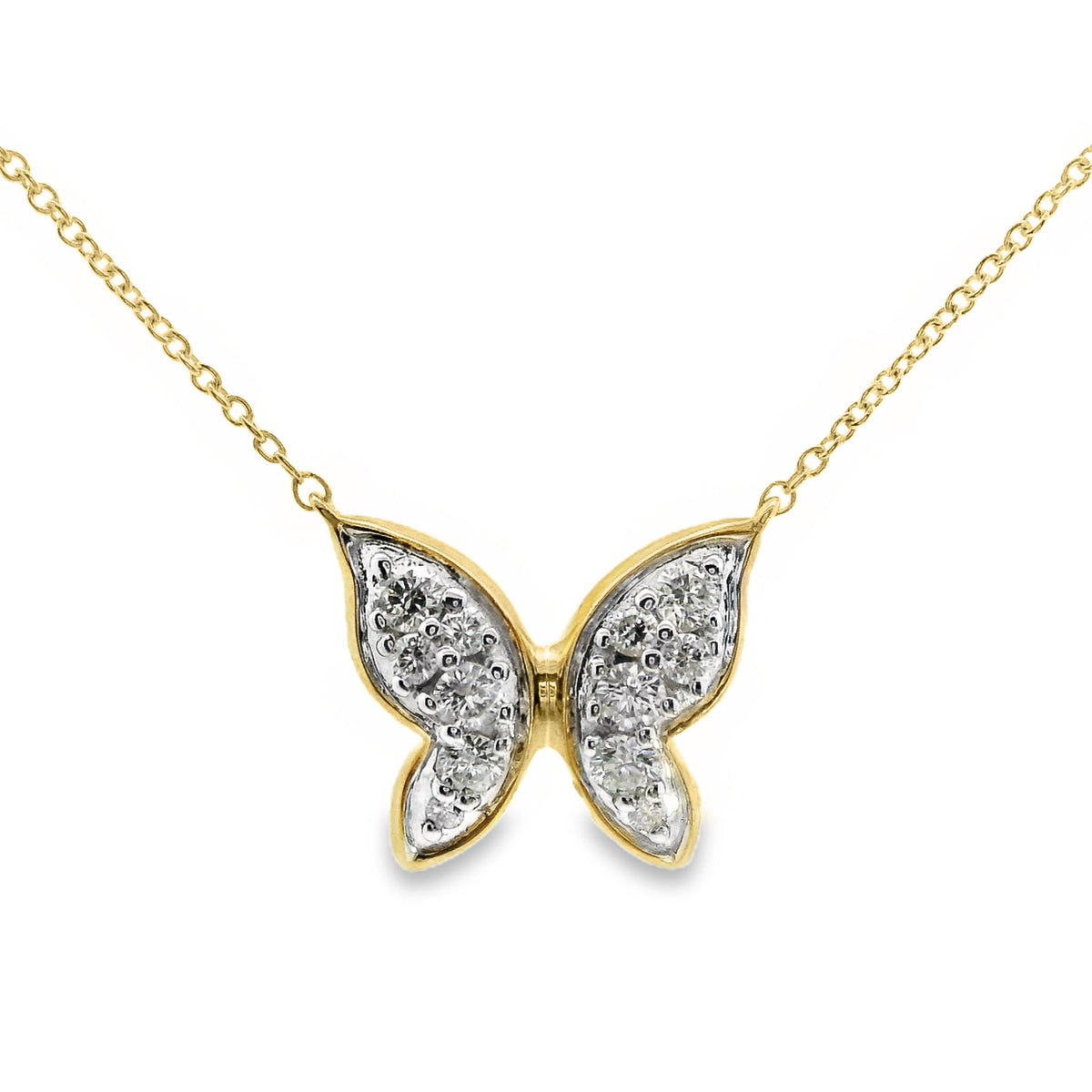9ct Yellow Gold Butterfly Diamond Set Necklace