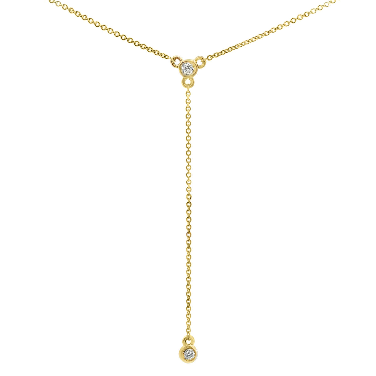 9ct Yellow Gold Bezel Set Diamond Drop Necklace
