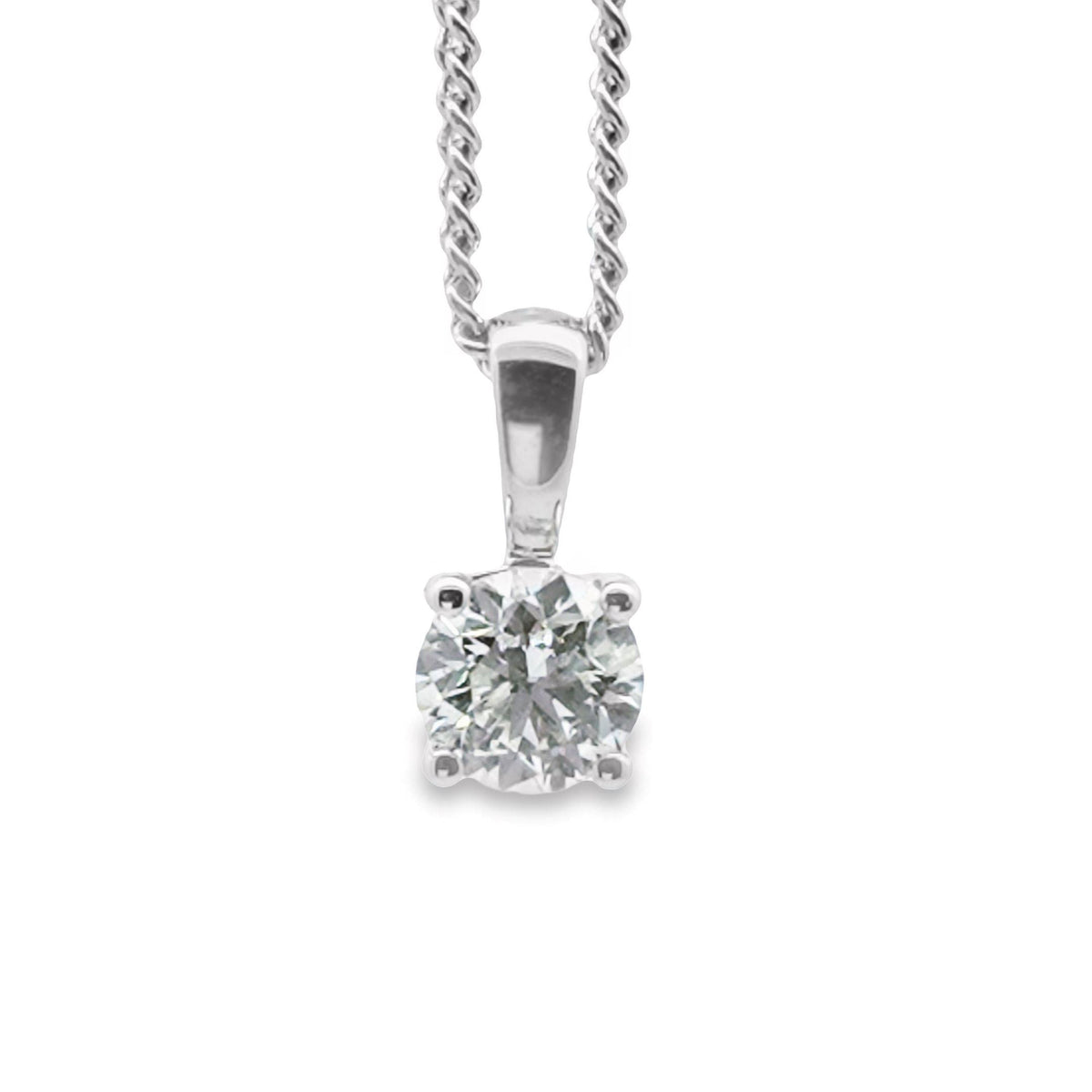 18ct White Gold Lab Grown Diamond Solitaire Pendant 0.385ct