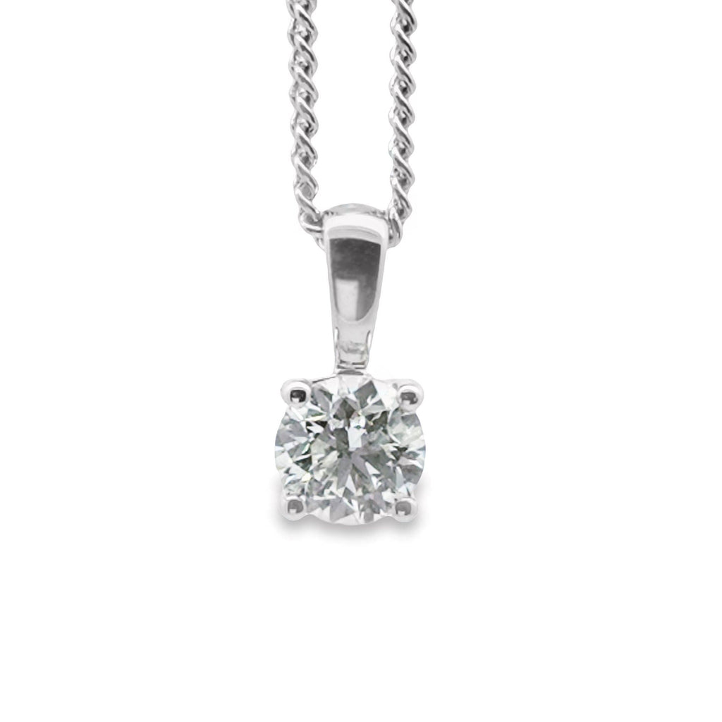 18ct White Gold Lab Grown Diamond Solitaire Pendant 0.385ct