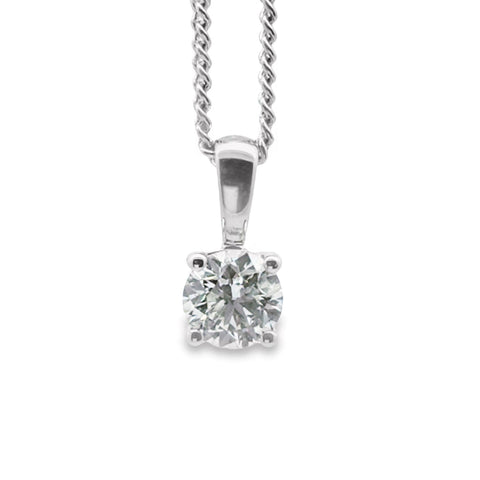 18ct White Gold Lab Grown Diamond Solitaire Pendant 0.385ct