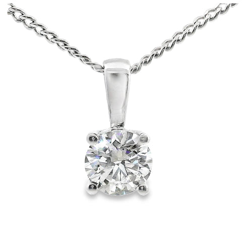18ct White Gold Lab Grown Diamond Solitaire Pendant 0.50ct