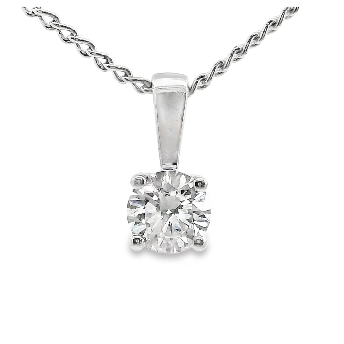 18ct White Gold Lab Grown Diamond Solitaire Pendant 0.33ct
