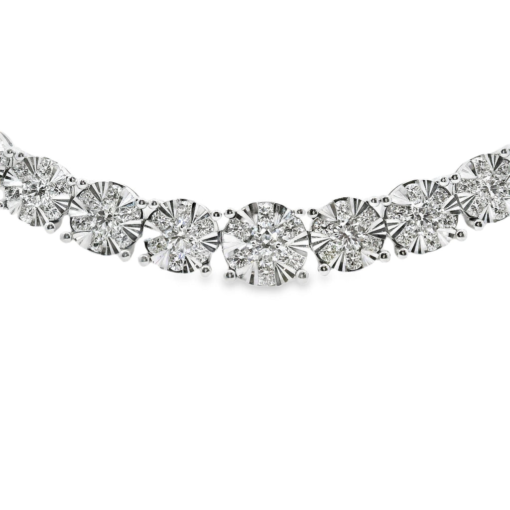 18ct White Gold Natural Diamond Illusion Set Necklace 10.078ct TDW