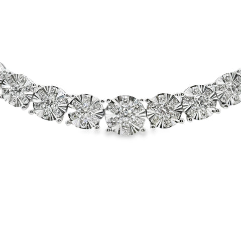 18ct White Gold Natural Diamond Illusion Set Necklace 10.078ct TDW