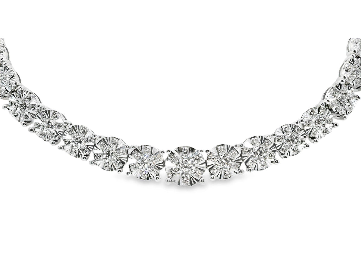 18ct White Gold Natural Diamond Illusion Set Necklace 10.078ct TDW