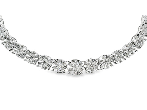 18ct White Gold Natural Diamond Illusion Set Necklace 10.078ct TDW