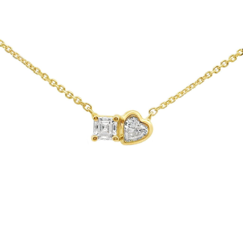 Toi Et Moi Asscher Cut And Heart Cut Lab Grown Diamond Necklace