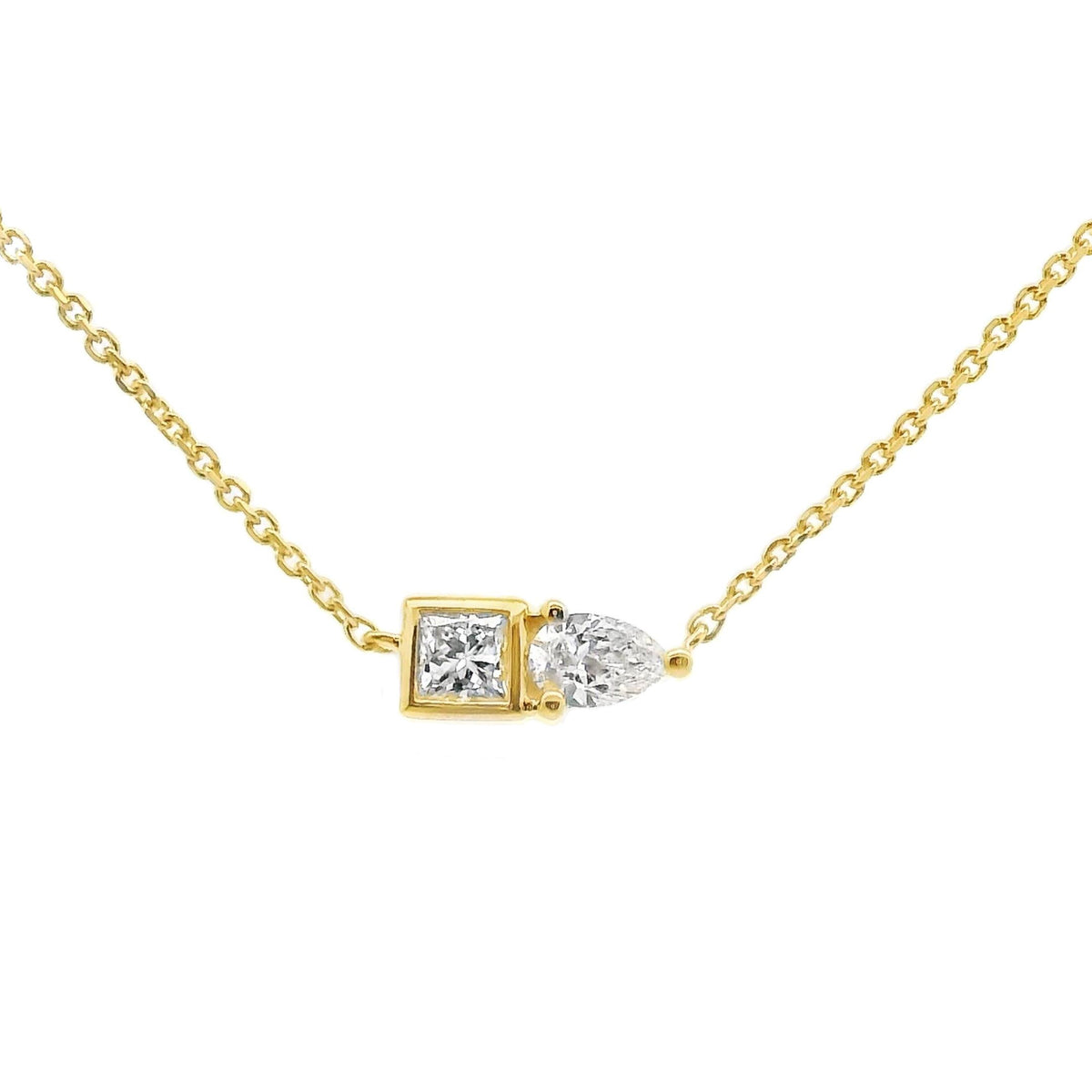 Toi Et Moi Pear Cut And Princess Cut Lab Grown Diamond Necklace